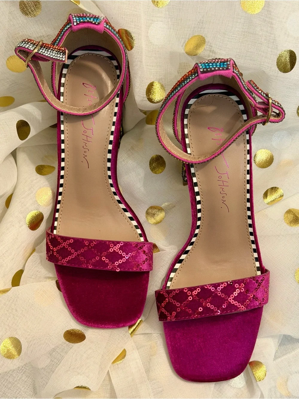 Betsey Johnson Fuchsia/HotPink Sequin Evening Sandals